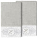 Linum Home Turkish Cotton Monica 2-Piece Embellished Bath Towel Set, Light Gray