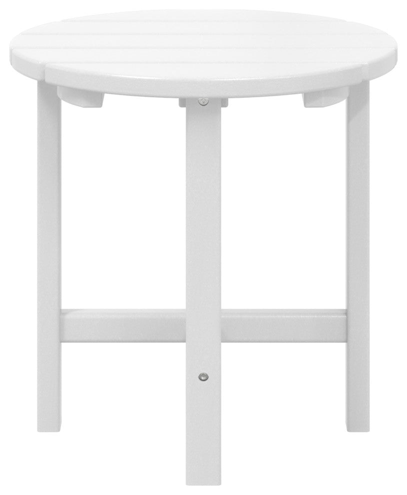 Adirondack Round Outdoor Side Table, White