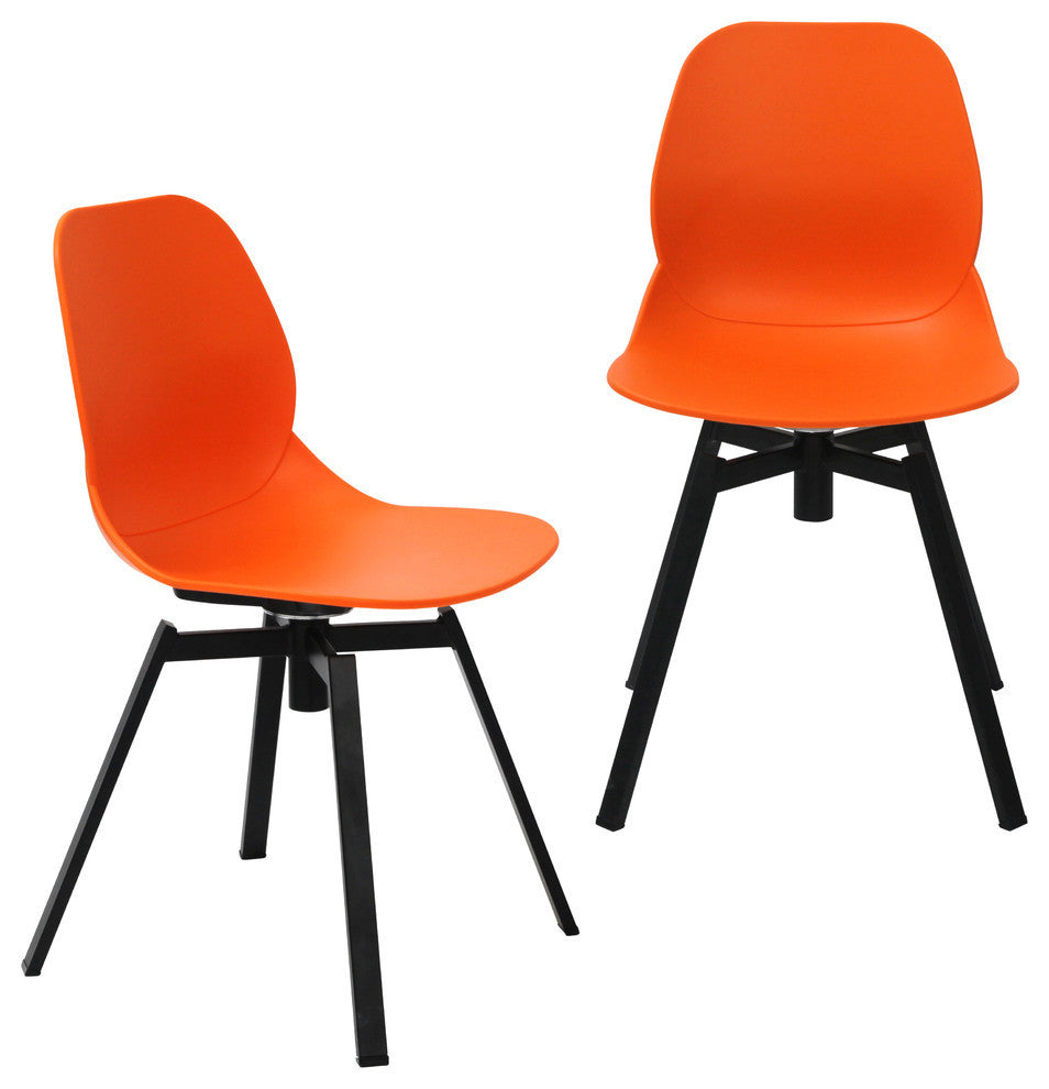Joy Series Shell Side Swivel Chairs With Metal Leg, Set of 2, Orange