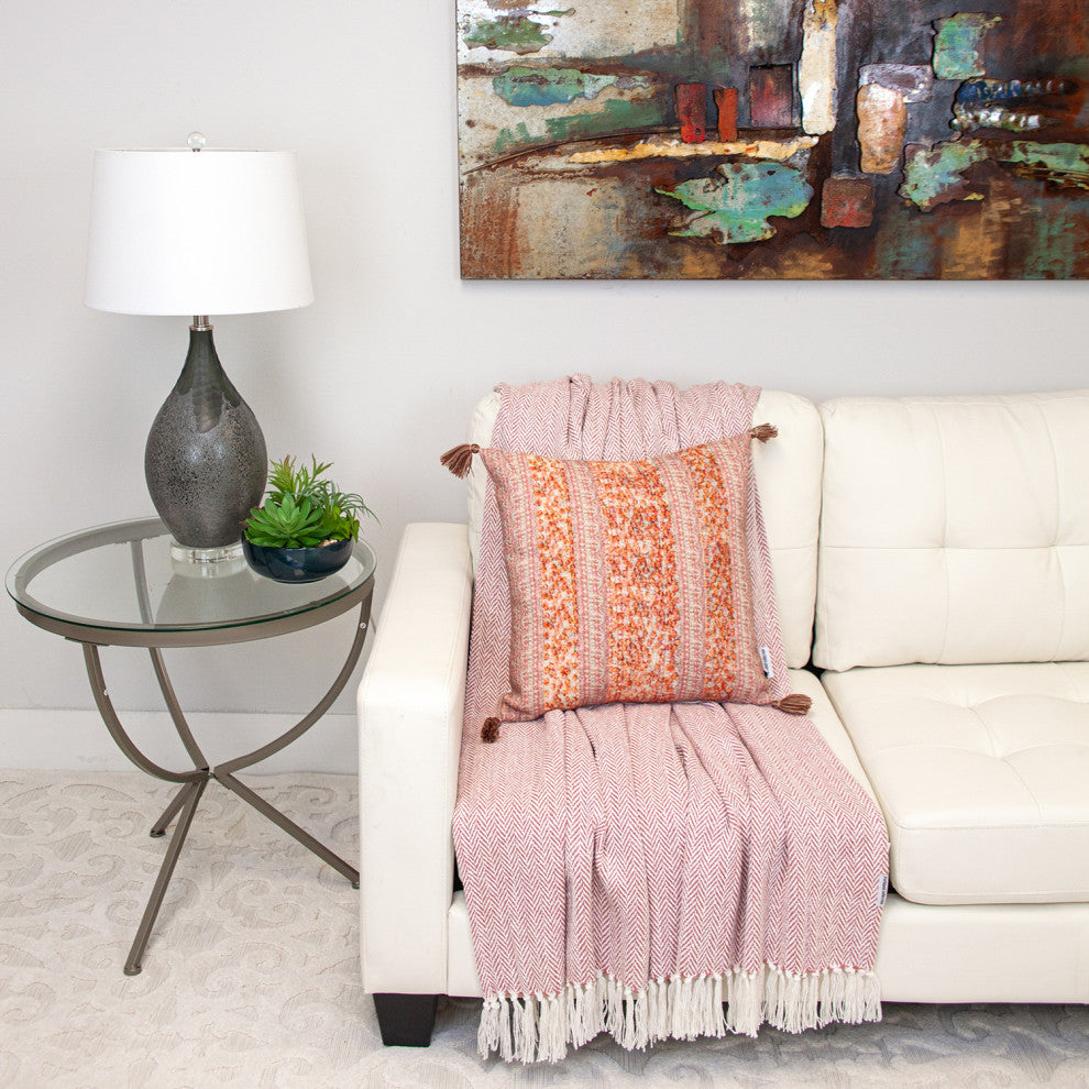 Parkland Collection Transitional Stripes Pink Square 18" x 18" Pillow