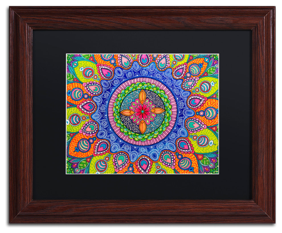 Hello Angel ''Mardi Gras Mandala'' Art, Wood Frame, Black Mat, 14x11