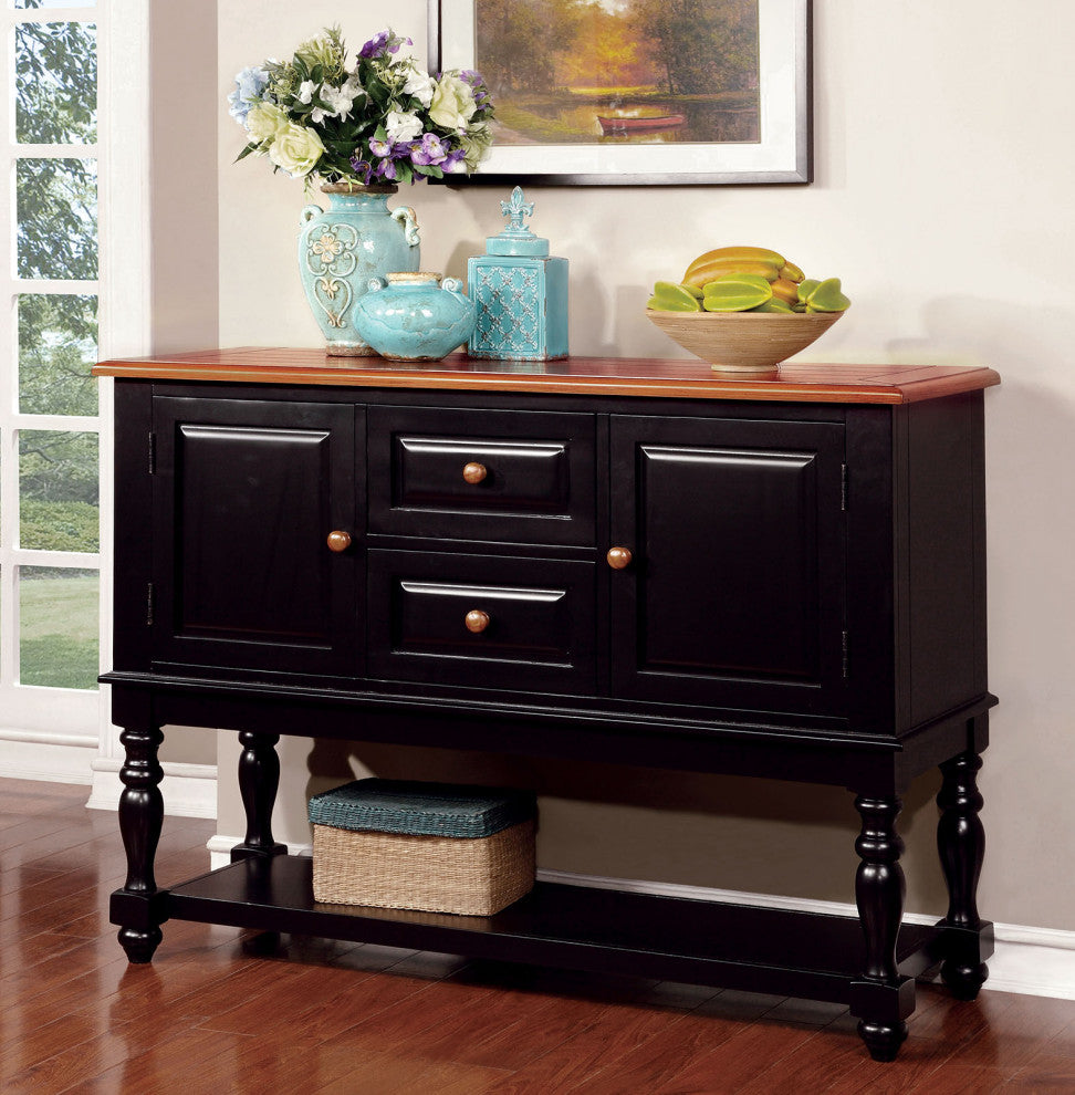 Wooden Server, Black and Antique Oak Finish