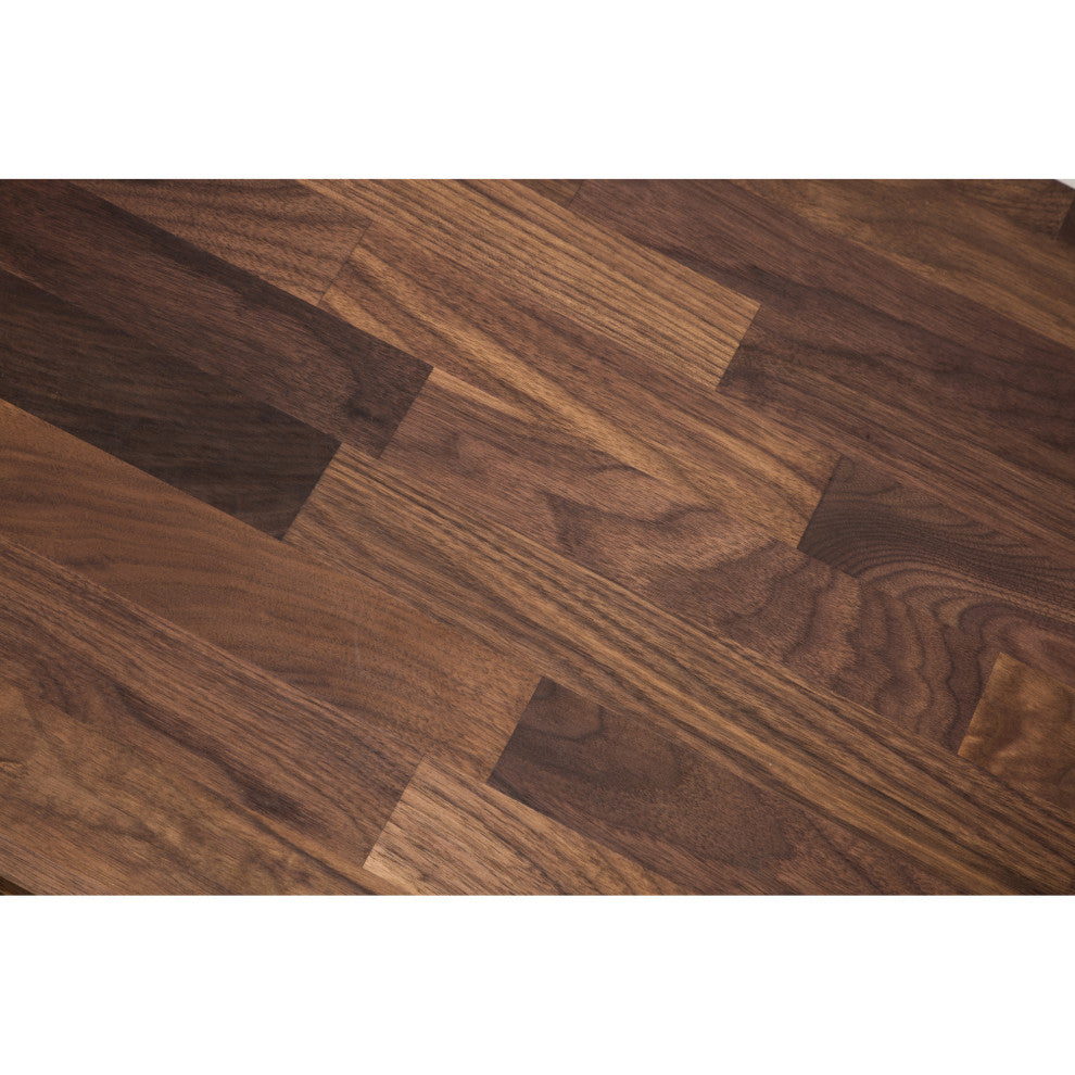Zuma Modern Coffee Table, Solid Walnut Natural Finish, Black Hairpin Leg