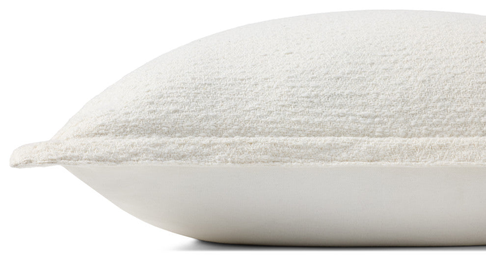 Chris Loves Julia x Loloi Morris White 22'' x 22'' Cover With Poly Pillow