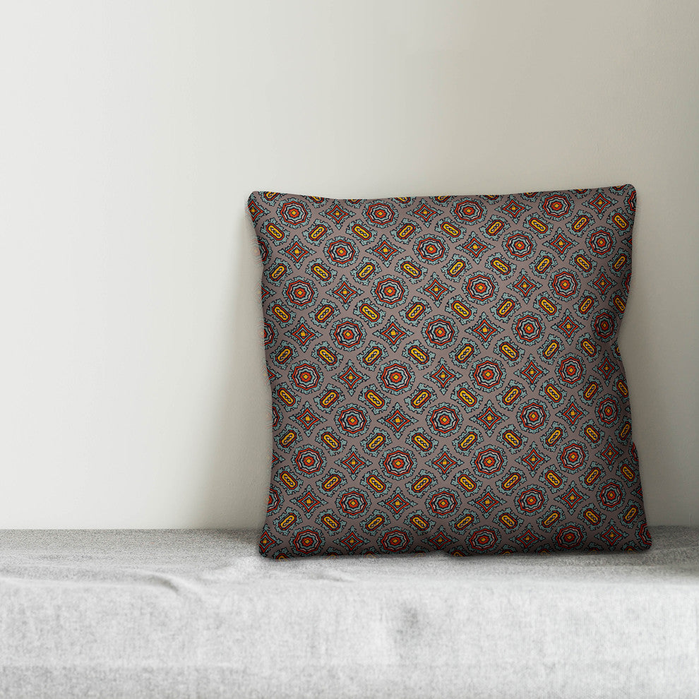 Mandala Pattern, Red Outdoor Throw Pillow, 16"x16"