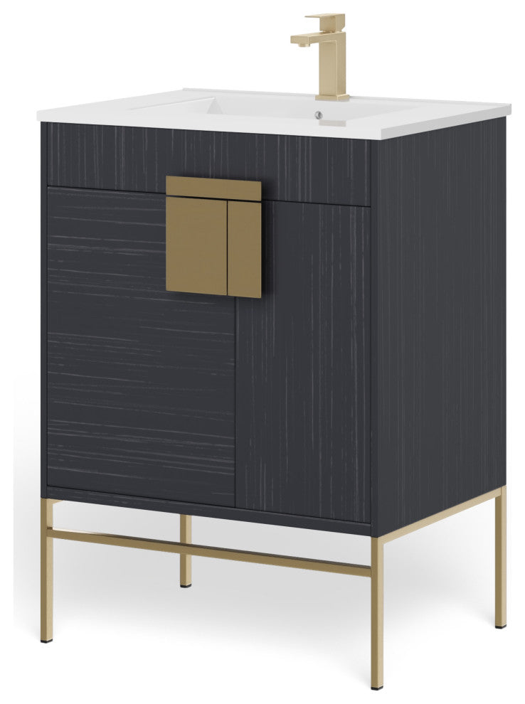 The Lancado Bathroom Vanity, Dawn Gray, 24", Single Sink, Freestanding