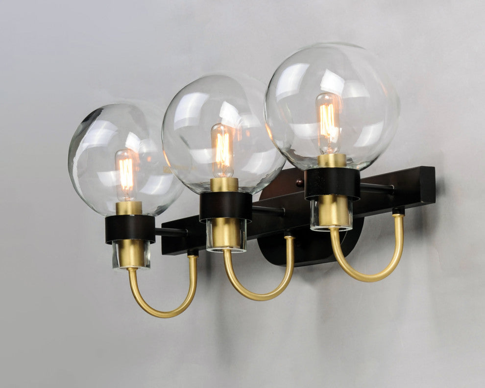 Maxim 30513CL Bauhaus 3 Light 23"W Bathroom Vanity Light - Bronze / Satin Brass