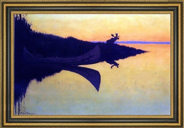 Frederic Remington Comming to the Call Framed Premium Canvas Print, 16"x24"