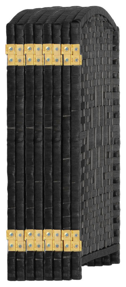 2 ft. Short Diamond Weave Fiber Room Divider Black 8 Panel
