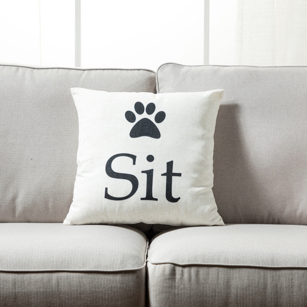 Home and Dog Throw Pillow, Set of 2, Paw and Sit