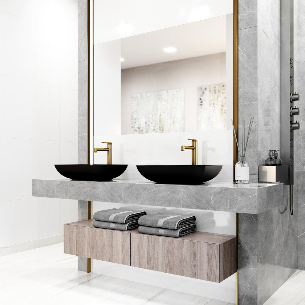 VIGO Sterling 11" H Single Handle Single Hole Bathroom Vessel Faucet, Matte Brushed Gold