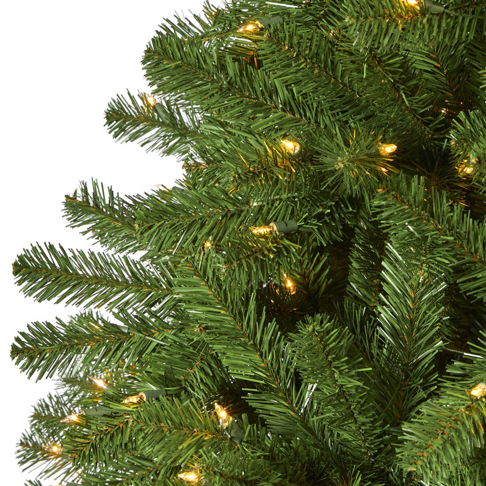 9' Virginia Fir Faux Xmas Tree With 600 Clear Lights and 1453 Bendable Branches