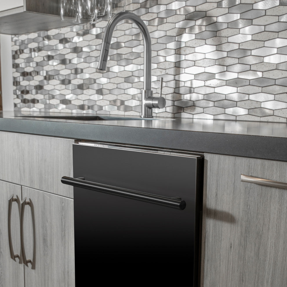 24 in. Black Stainless Top Control Dishwasher, Stainless Steel Tub