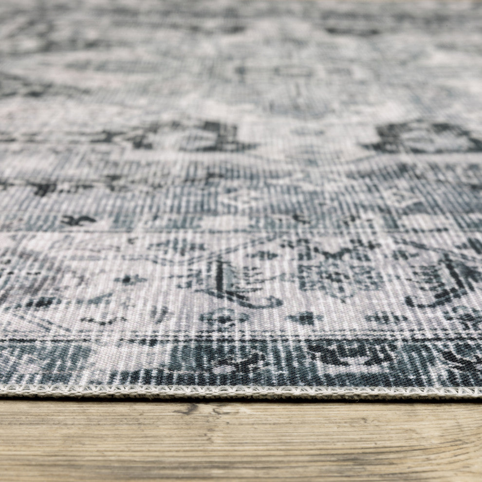 Celestia Machine Washable Medallion Indoor Area Rug, Charcoal, 3'6"x5'6"