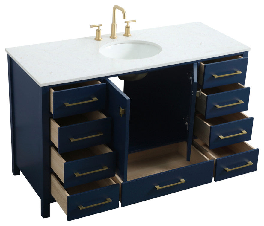 Isabel 54" SIngle Bathroom Vanity, Blue