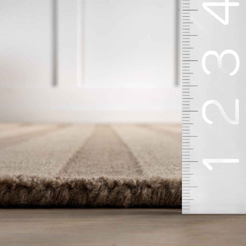 Vestry Striped Wool Area Rug, Brown 9' x 12'