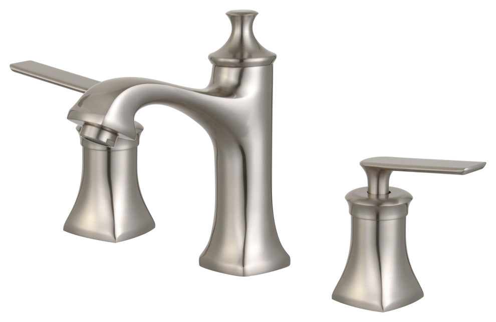 Aversa Double Handle Brushed Nickel Widespread Faucet With Drain Assembly
