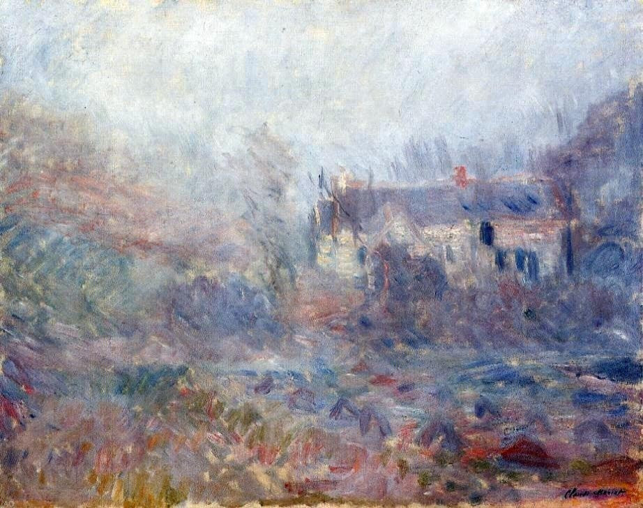 Claude Oscar Monet Houses at Falaise in the Fog Wall Decal Print