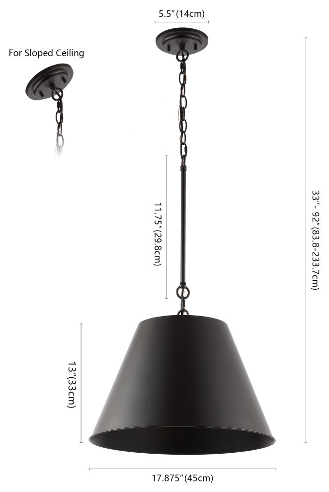 Harper Industrial Farmhouse Iron LED Pendant, Oil Rubbed Bronze, 17.88"