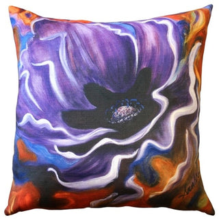 Pillow Decor - Purple Poppy 20 x 20 Throw Pillow