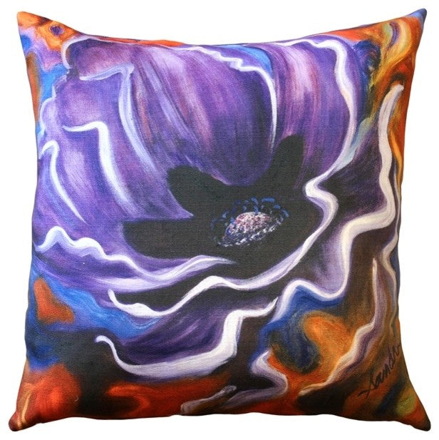 Pillow Decor - Purple Poppy 20 x 20 Throw Pillow