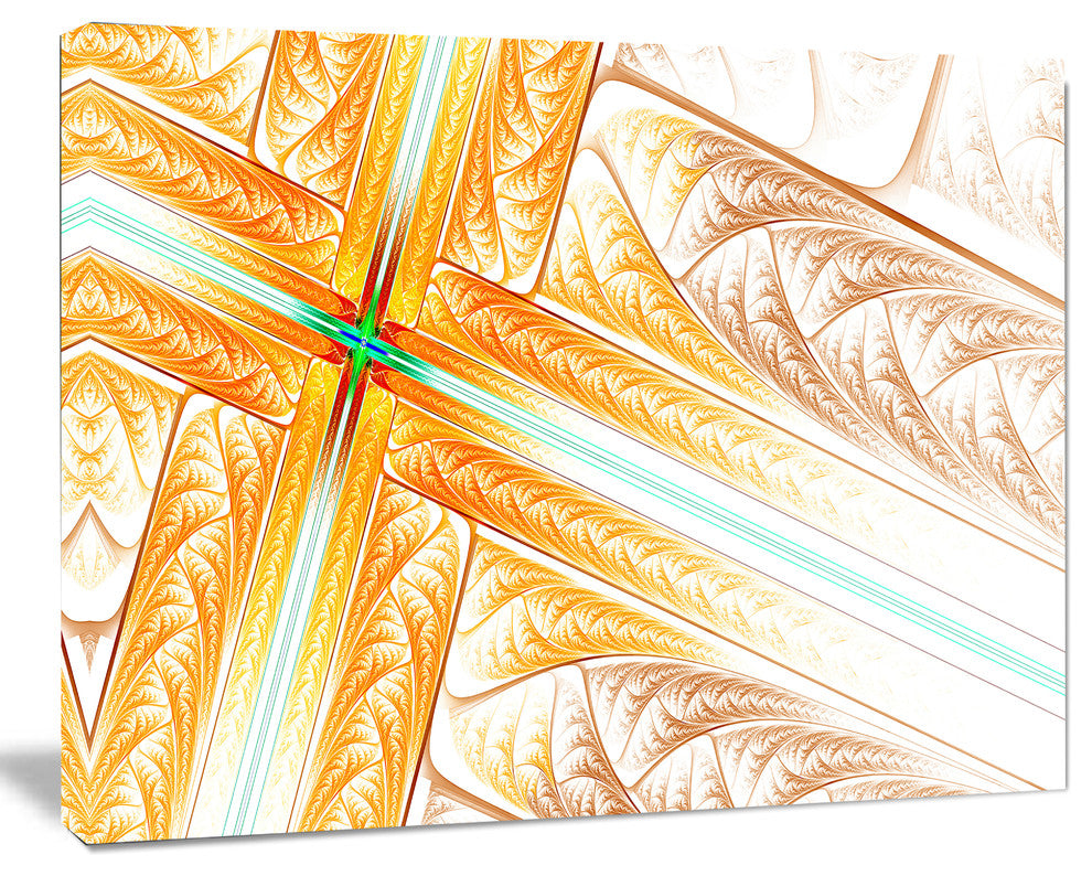 Brown Fractal Cross Design, Oversized Abstract Canvas Art Print, 60x40