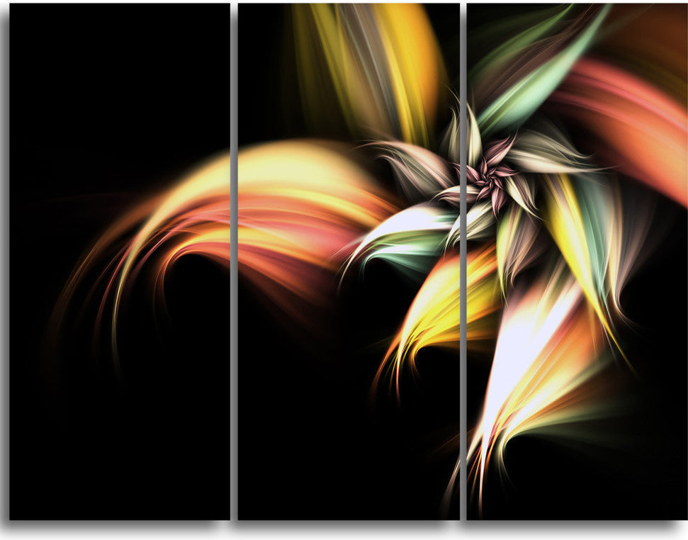"Light Orange Pink Flower" Metal Wall Art, 3 Panels, 36"x28"
