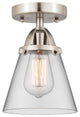 Small Cone Semi-Flush Mount, Brushed Satin Nickel, Clear, Clear