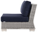 Lounge Sectional Sofa Chair Table Set, Rattan, Gray Blue Navy, Outdoor