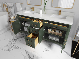 Cambridge 72 Double Sink Bath Vanity in Pewter Green 1.5" White Quartz