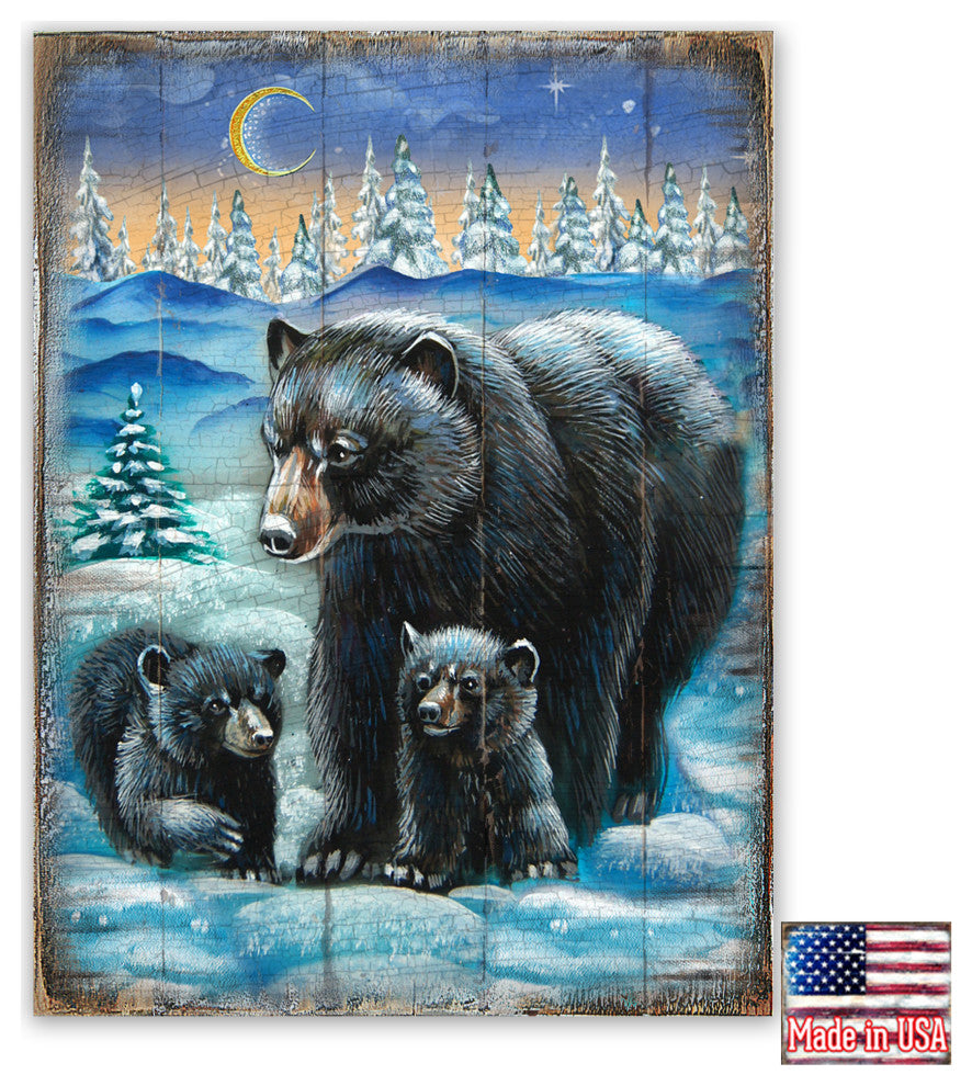 Black Bears Wooden Block, 36"x24"