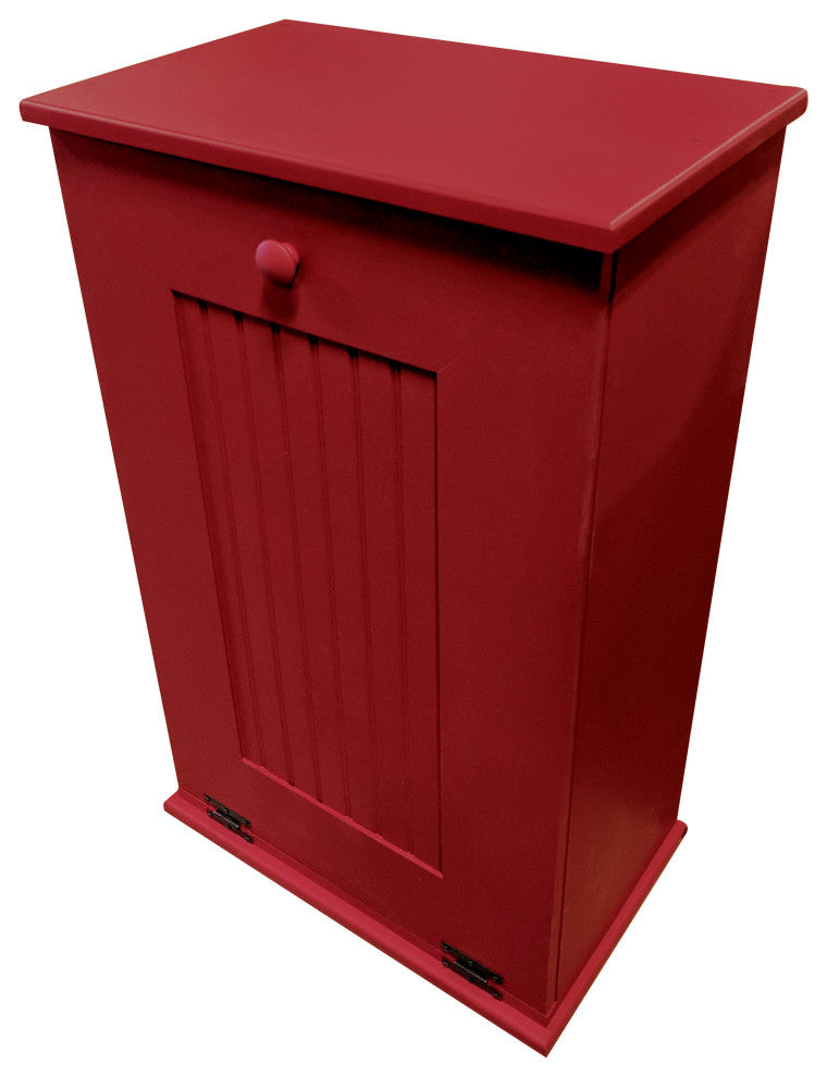 Wooden Trash Bin, Red