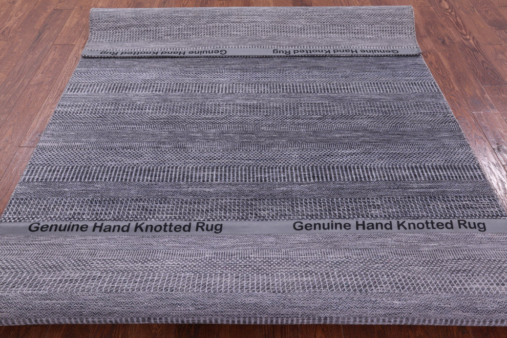 6' 2" X 9' 3" Handmade Savannah Grass Wool and Silk Rug Q11932