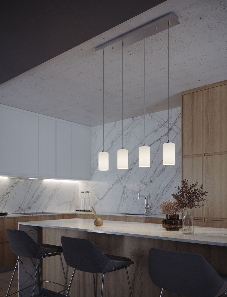 Leo 4-Light Linear Pendant, 120V, 60W, Satin Nickel