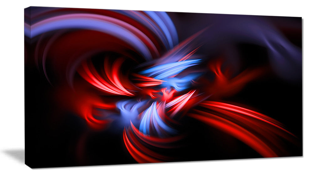 "Fractal Red Connected Stripes" Abstract Art Canvas Print, 32"x16"