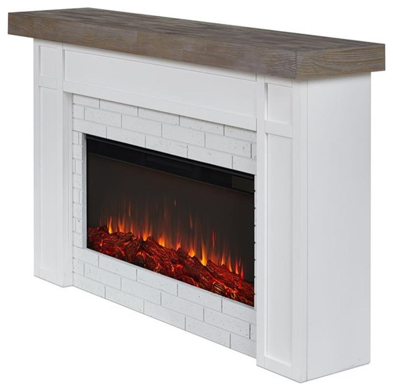 Real Flame Cravenhall Solid Wood and Glass Landscape Electric Fireplace in White