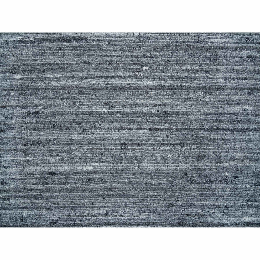 Arsenic Gray Hand Loomed Modern Striae Wool XL Runner Oriental Rug 2'6"x15'10"