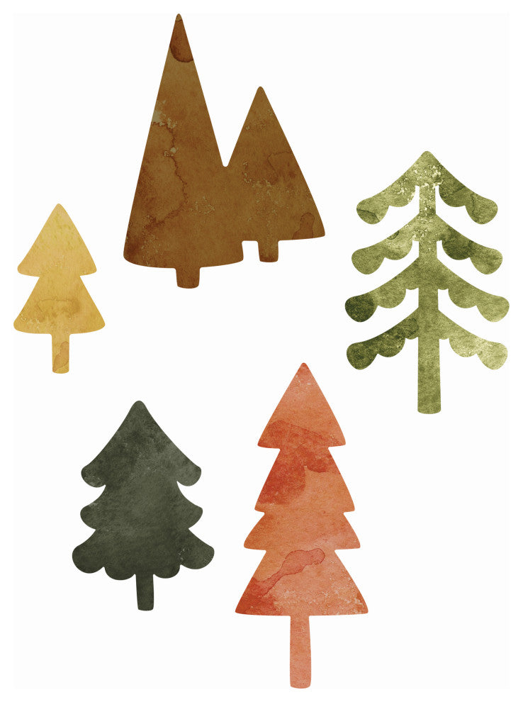 Mini Forest Tiny Trees Peel and Stick Vinyl Wall Stickers, Cozy Fall