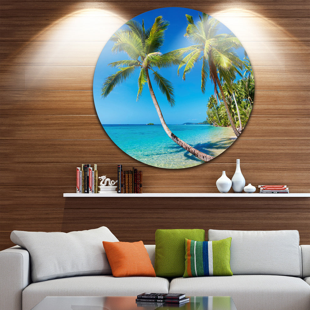 Tropical Beach, Thailand, Landscape Photo Round Metal Wall Art, 23"