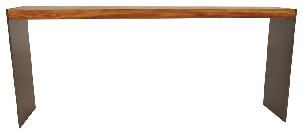 Solid Wood Tamburil Console, Metal Base