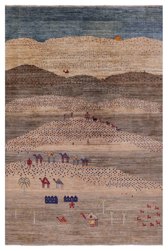 6' 6" X 9' 8" Tribal Persian Gabbeh Handmade Wool Rug Q8020