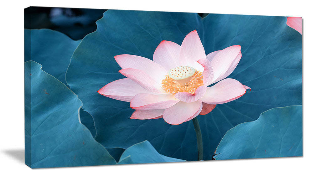 "Blooming Pink Lotus Flower" Oversized Beach Canvas Artwork, 40"x20"