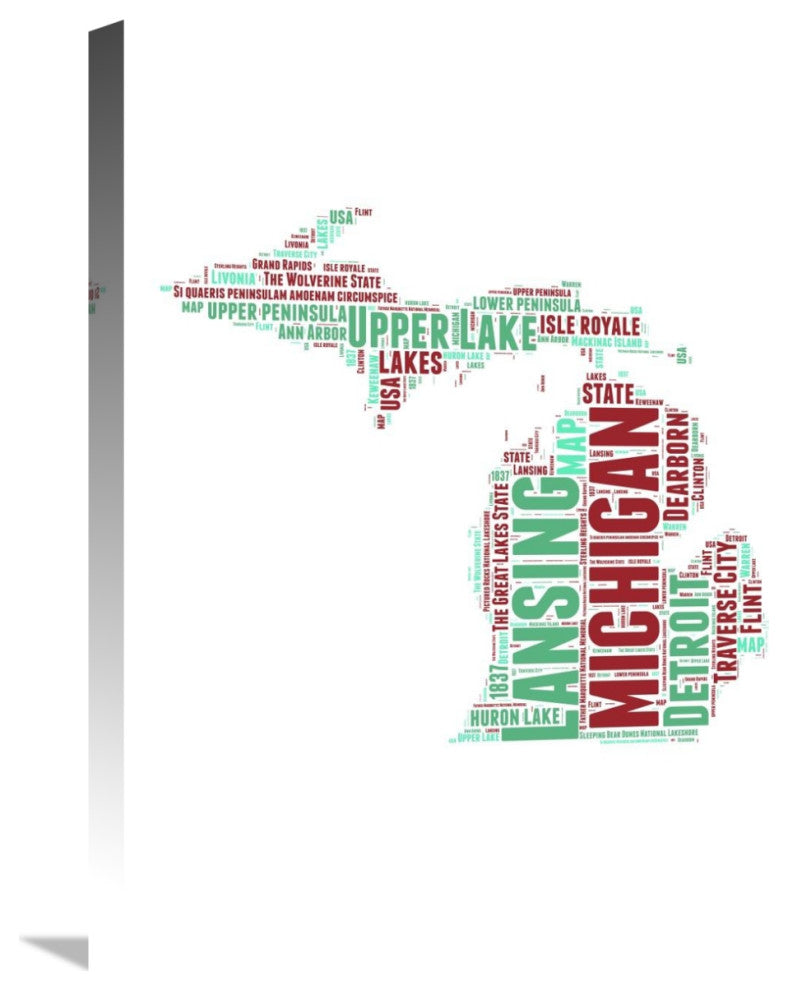 "Michigan Word Cloud Map" Fine Art Print