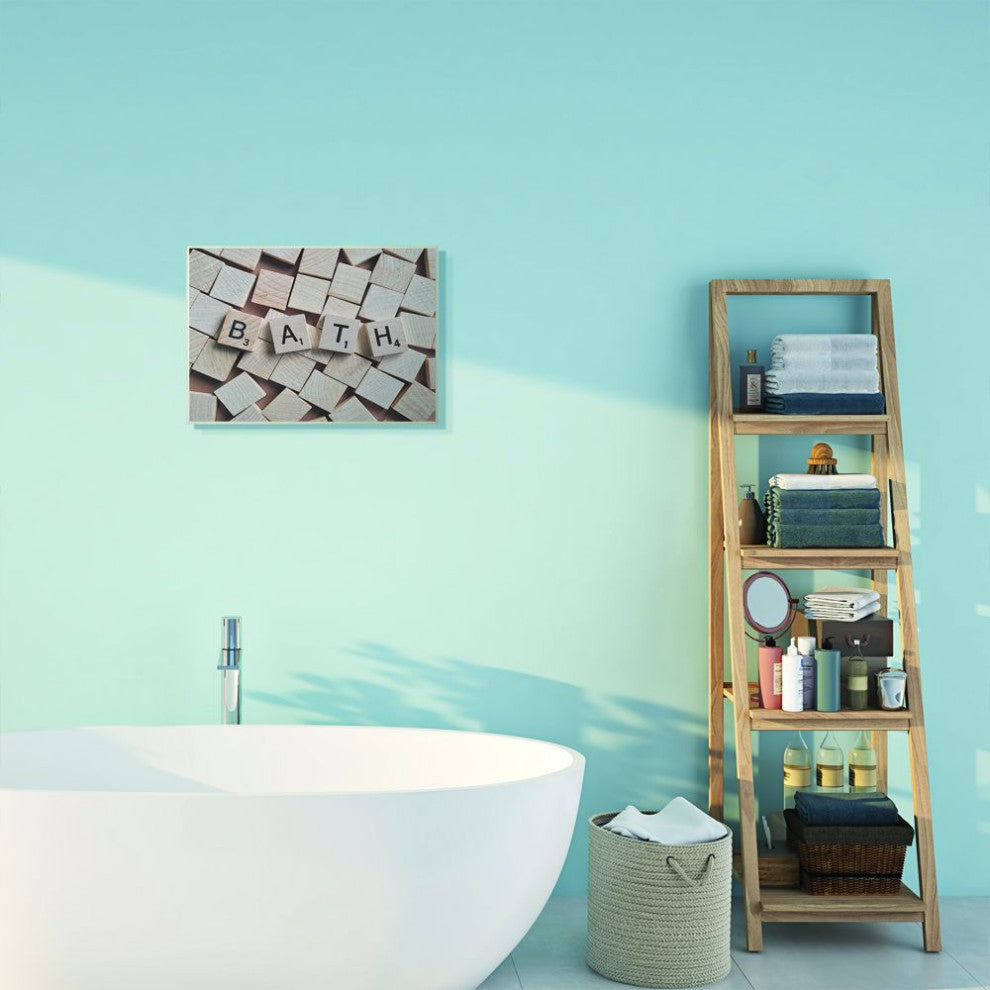 Stupell Industries Bath Scrabble Letters Bathroom Photograph, 13 x 19