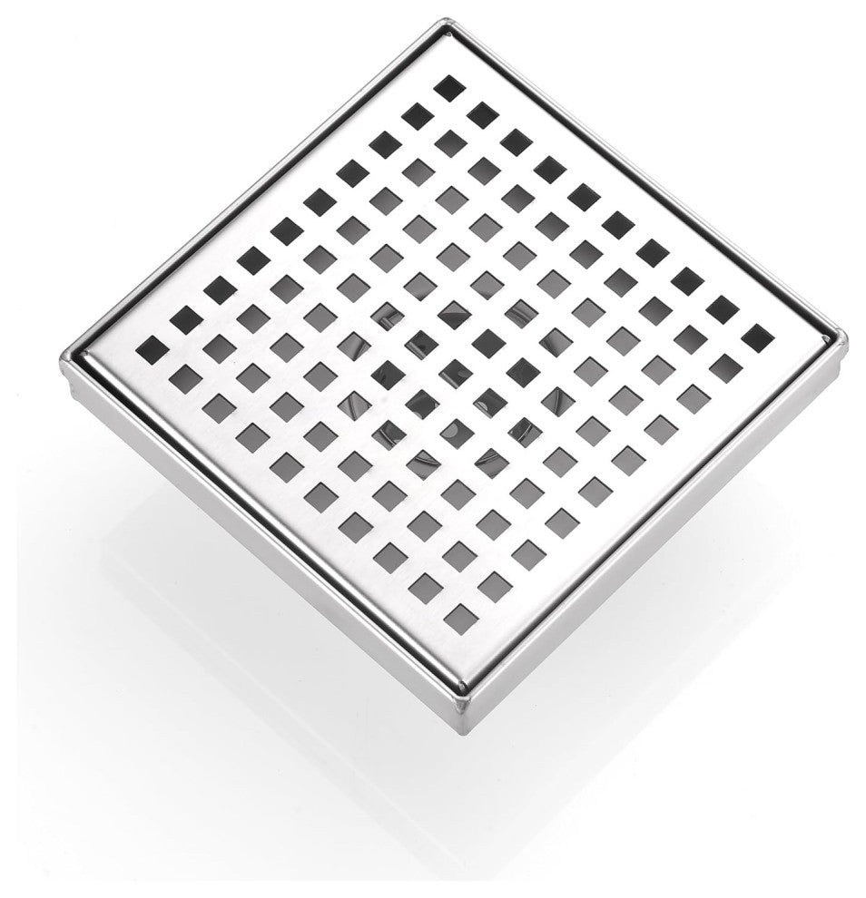 6 Inch 304 Stainless Steel Square Linear Shower Floor Drain in Brushed Nickel