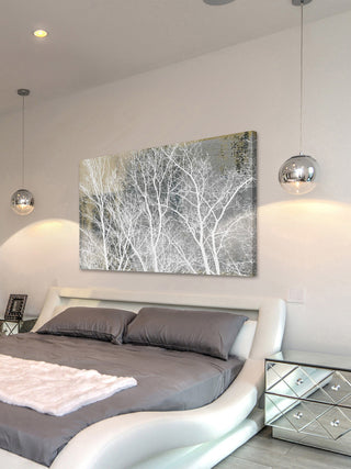 "Frosty White Branches" Painting Print on Wrapped Canvas, 18"x12"