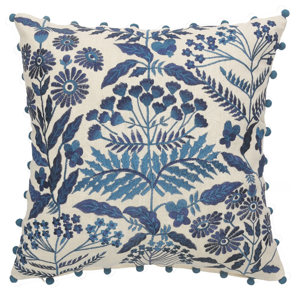 Off-White and Navy Bohemian Throw Pillow