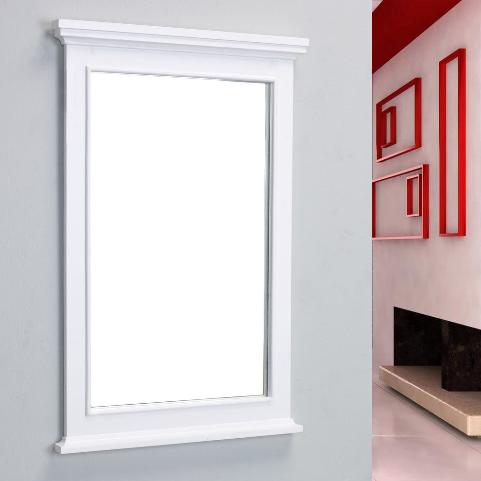 Eviva Elite Stamford White Full Framed Bathroom Vanity Mirror