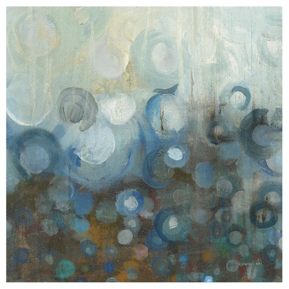 "Blue and Bronze Dots VII" Digital Paper Print by Danhui Nai, 42"x42"