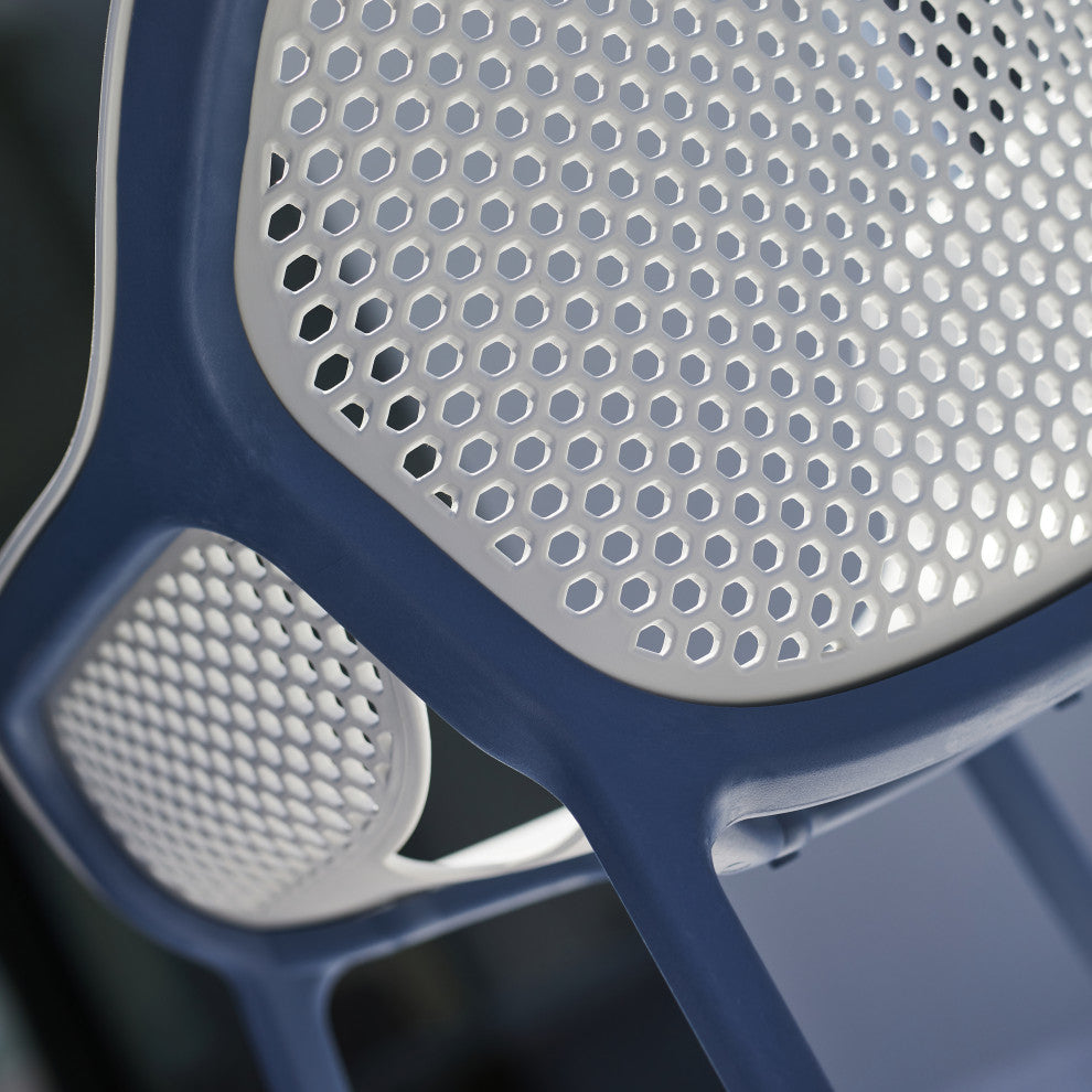 Atra Patio Dining Side Chair, Set of 2, Blue and Cool Gray